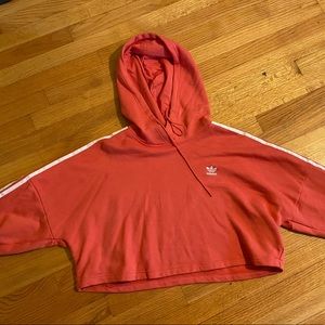 Cropped red and white adidas hoodie